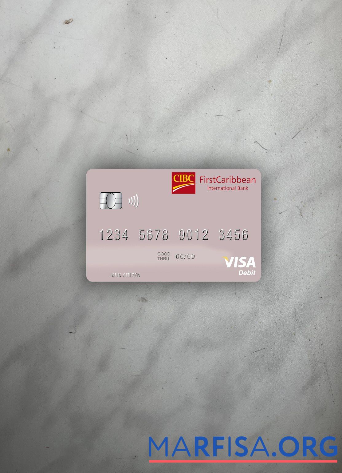 Blank Saint Vincent and the Grenadines FirstCaribbean International Bank visa debit card photolook front example